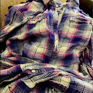 Never worn. Plaid with Pink and purple.